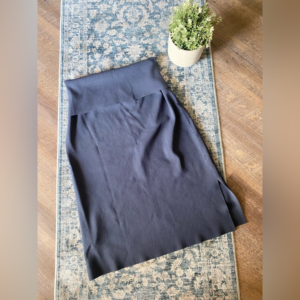 MM Lafleur High Waisted Fold Over Harlem Knit Skirt Navy Blue Women’s XL